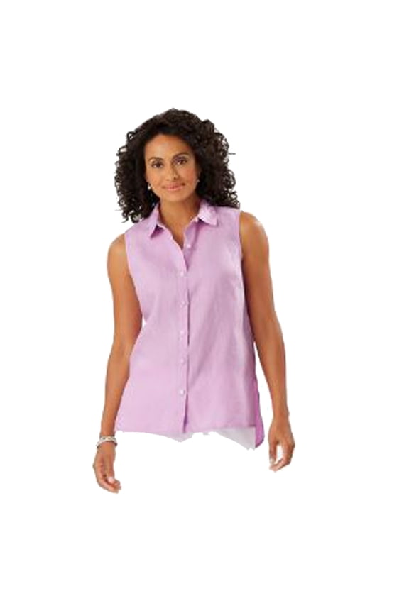 Coastalina Sleeveless Button Up Shirt, Charming Rose, S