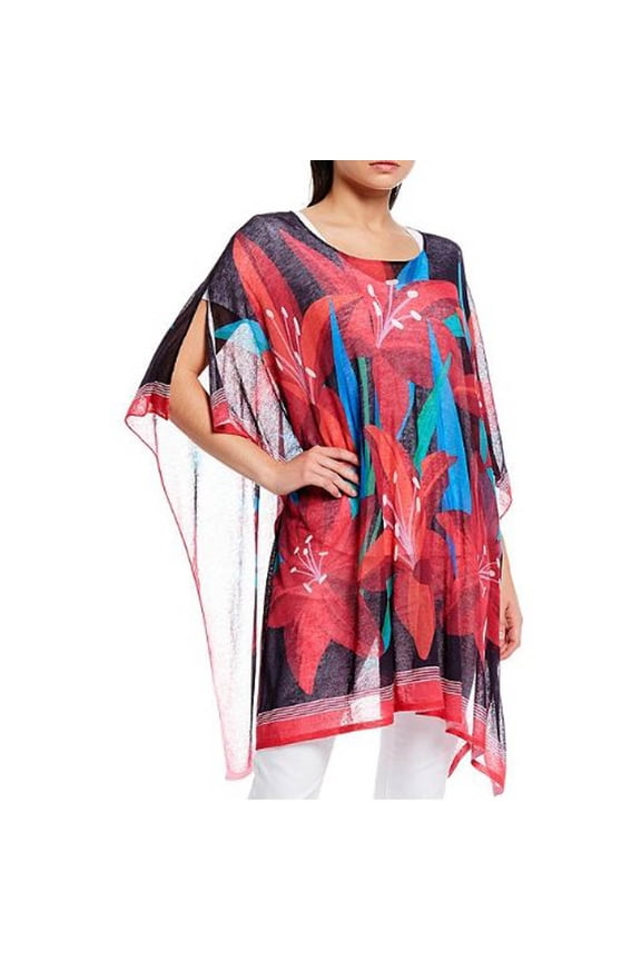 Dream Air Petal Perfect Split Sleeve Poncho, Black, S