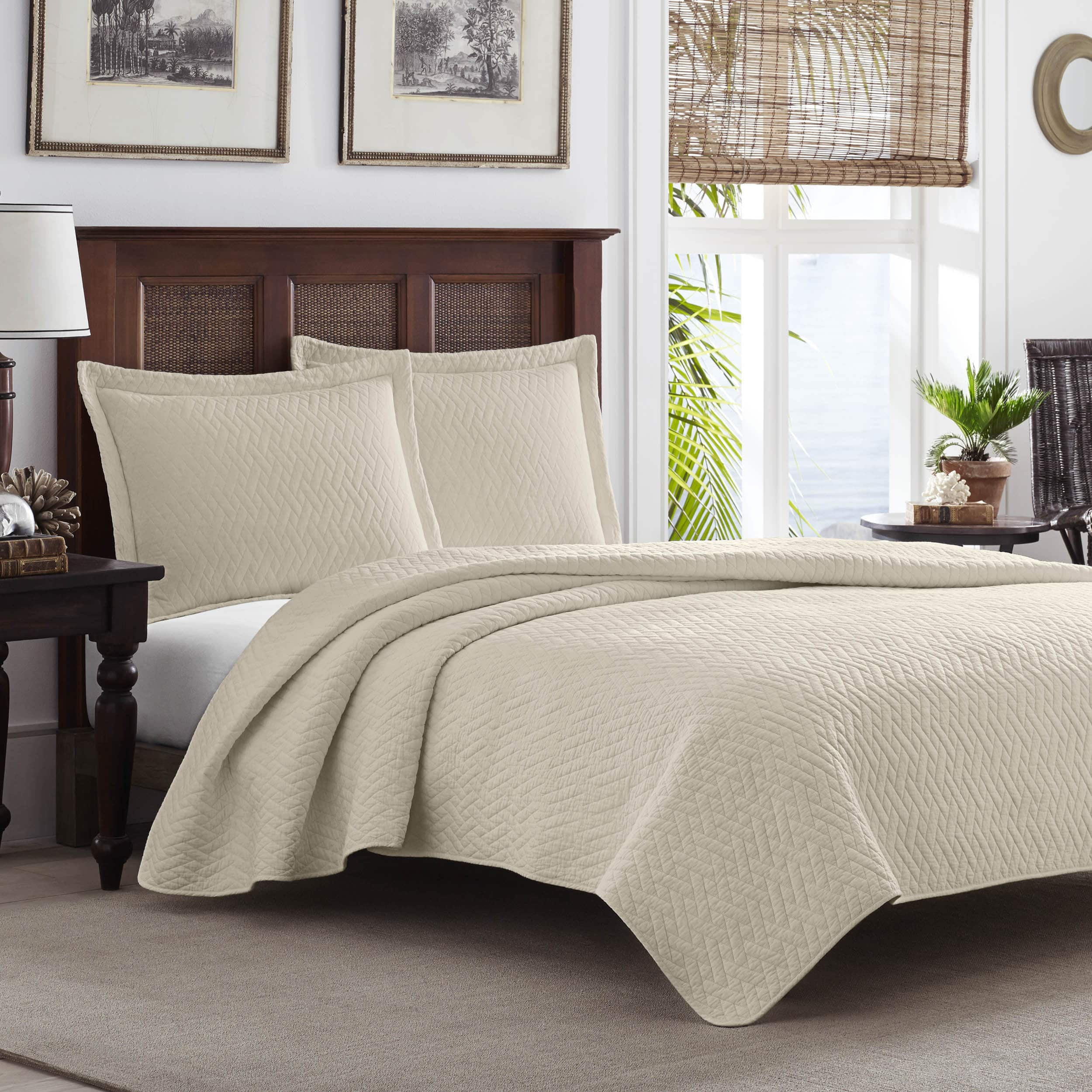 Dune Beige Cotton Reversible Full Quilt Set