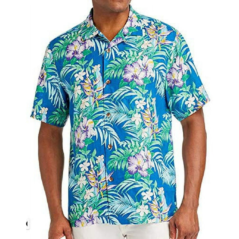 Tommy Bahama Hilo Gardens Silk Camp Shirt Color Blue Allure Size XXL
