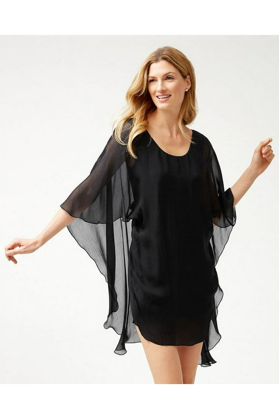 Lanai Breeze Double Layer Tunic, Black, XX-Small