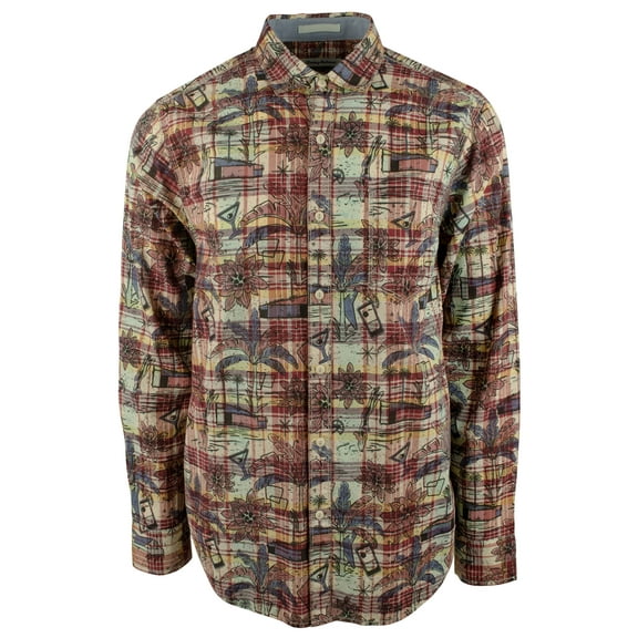 Tommy Bahama Long Sleeve Palm Springs Plaid Camp Shirt, Medium