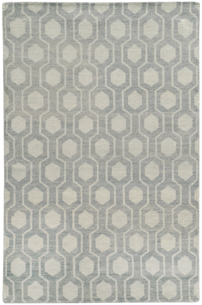 Maddox Hand-Knotted Blue Wool Geometric Runner Rug