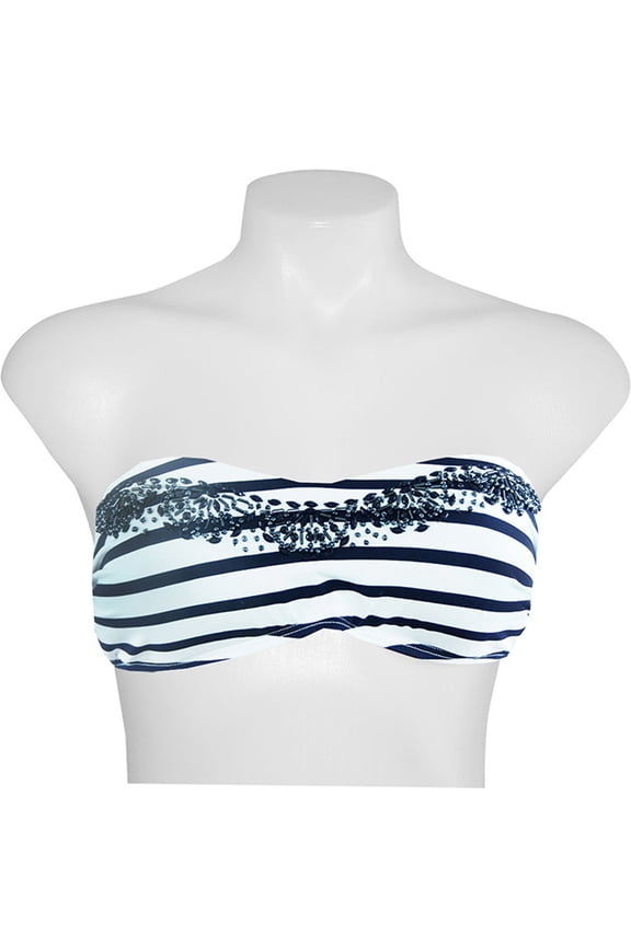 Mare Stripe Beaded Bandeau Top, Mare/White, X-Large