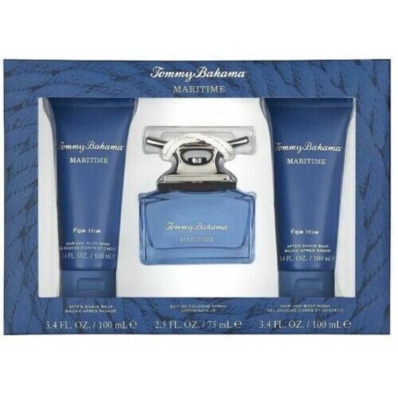 Tommy Bahama Maritime 3 Pc Gift Set for Men 2.5oz EDC, 3.4oz Balm & Wash
