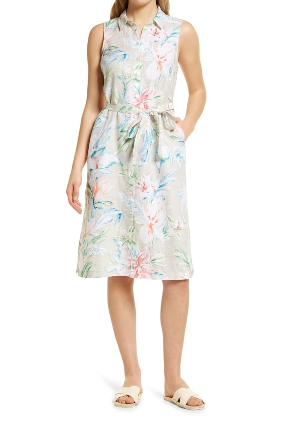 May Meadows Sleeveless Linen Shirtdress Beige L