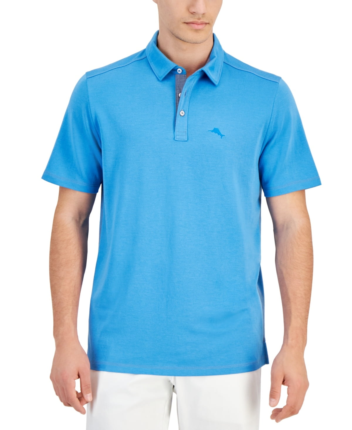 Tommy Bahama Men Regular fit Short Sleeve Polo Shirt Small Blue Solid