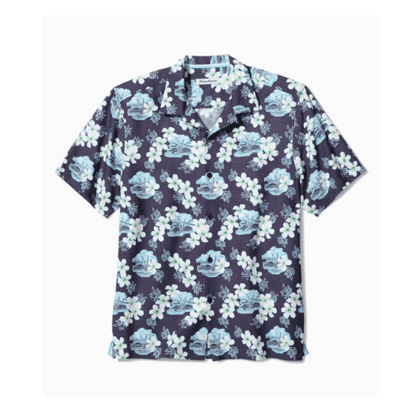 Tommy Bahama Men Shirt Coconut Point Surf Regular Fit Short Sleeve Shirt ,Navy,S