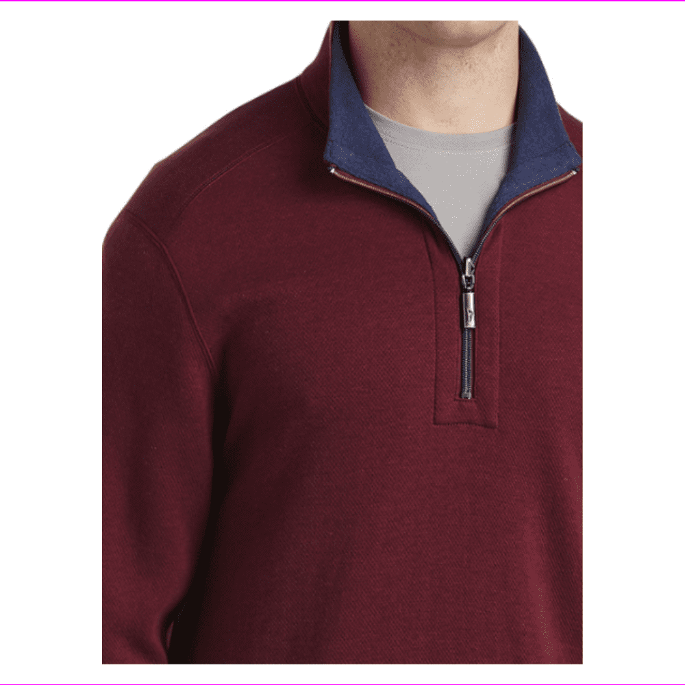 Tommy Bahama Men s 1 2 Zip Sweater Cotton Lyocell Blend Flipshore Half Zip BT Meritage Wine 2XLT Walmart