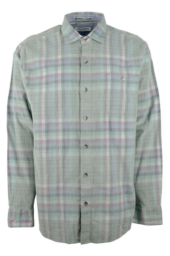 Men's Big Tall Coastline Corduroy Verde Plaid Shirt XLT
