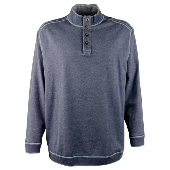 Tommy Bahama Men's Big & Tall Flipfield Snap Mock Reversible Pullover Sweatshirt RHthr 3XLB