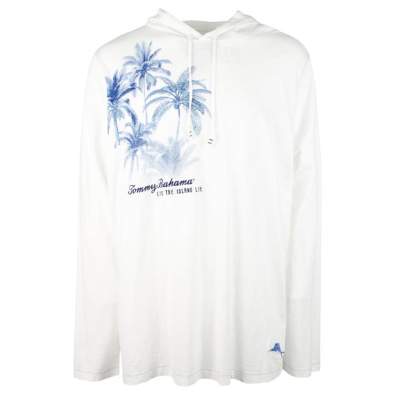 Tommy Bahama Men's Big & Tall Frond Of The Jungle Lux long Sleeve Hoodie T-Shirt 3XLB White