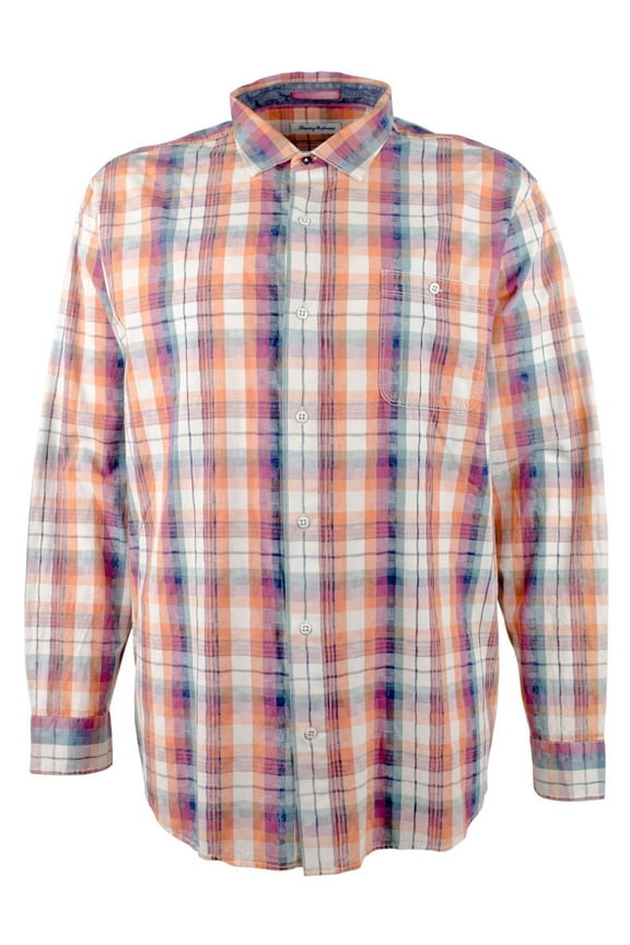 Men's Big & Tall Indigo Coast Check Long Sleeve Woven Shirt 4XB
