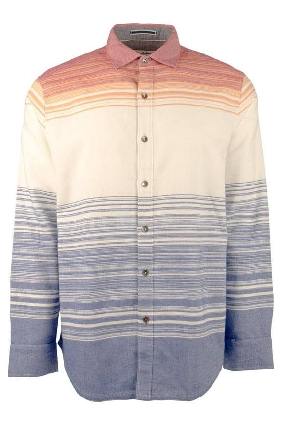 Men's Canyon Beach Bonfire Stripe Button Down Flannel Shirt Large