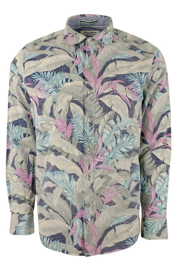 Men's Coastline Cord Lush Vines Leaf Print Corduroy Button-Down Shirt DSpc Medium