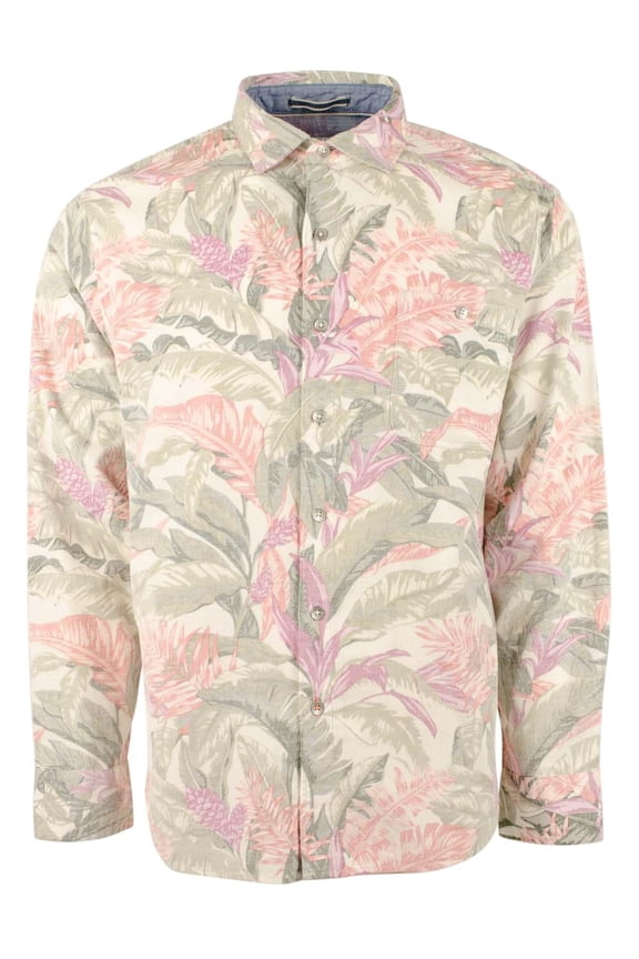 Men's Coastline Cord Lush Vines Leaf Print Corduroy Button-Down Shirt Large