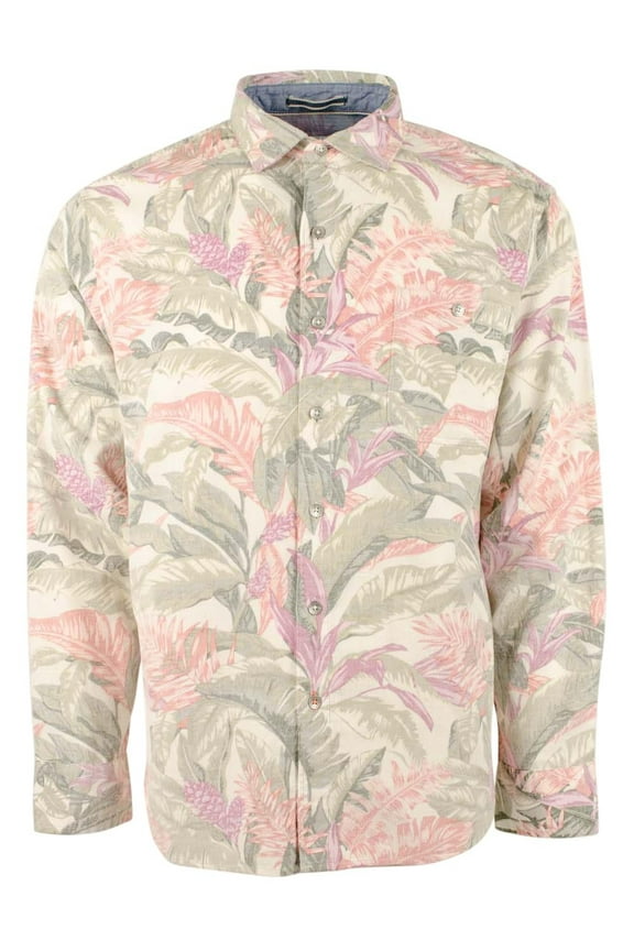 Men's Coastline Cord Lush Vines Leaf Print Corduroy Button-Down Shirt Small