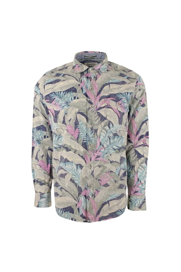 Men's Coastline Cord Lush Vines Leaf Print Corduroy Button-Down Shirt XXL, Deep Space