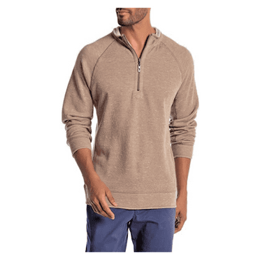 Tommy Bahama Men's Flipshot Reversible 1/4 Zip Pullover, Chantrelle Hthr, M