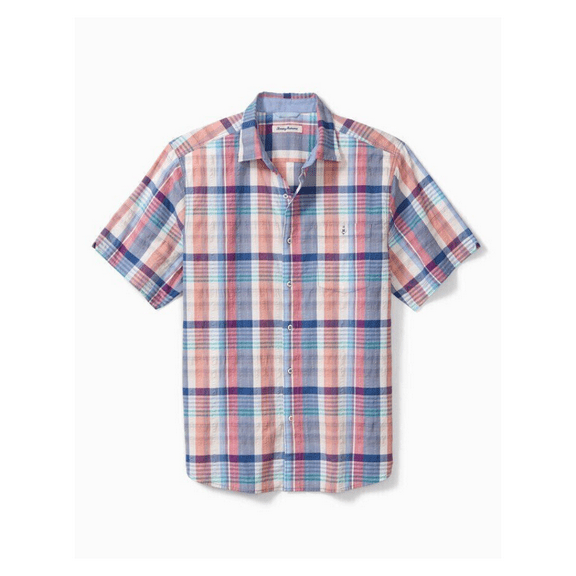 Tommy Bahama Men's Kookabura Plaid Long-Sleeve Shirt Pale Wisteria Medium