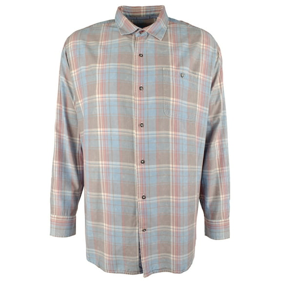 Tommy Bahama Men's Long Sleeve Fresno Plaid Button Front Shirt Fog Gray, 4XLT