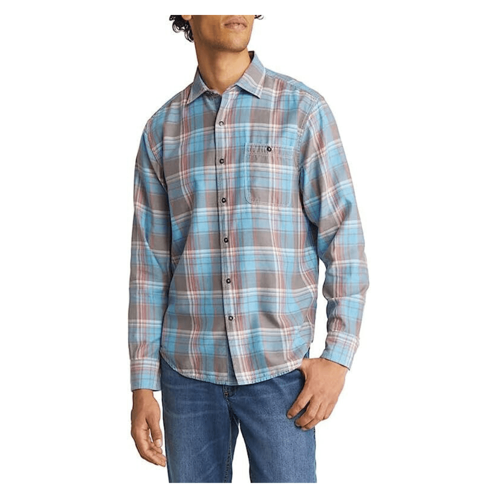 Tommy Bahama Men s Long Sleeve Fresno Plaid Camp Shirt Fog Gray