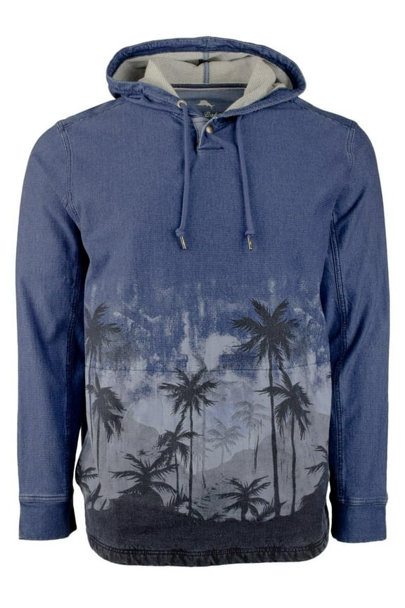 Men's Palm Flurry Baja Stretch Pullover Hoodie Medium Indigo