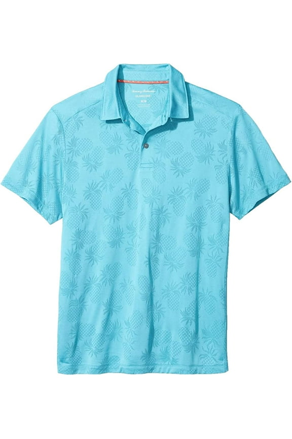 Men's Pineapple Palm Coast IslandZone Polo Shirt (Graceful Sea, Medium)