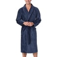 thumbnail image 1 of Tommy Bahama Men’s Plush Cuffed Sleeves Shawl Collar Embroidered Logo Robe (Blue/Small-Medium), 1 of 3