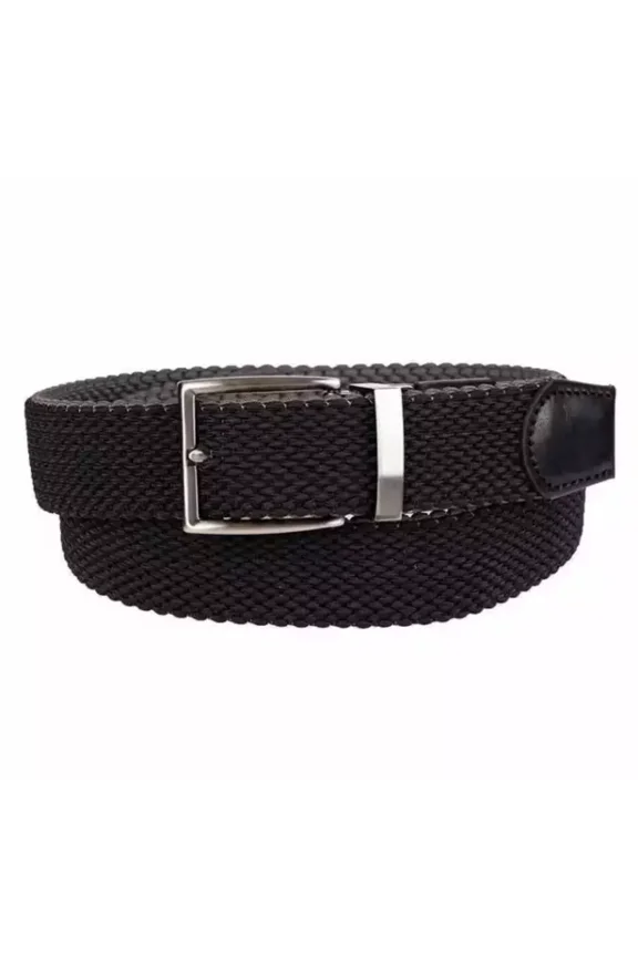 Men's Reversible Braided Stretch Belt (Black/Grey, L/XL)