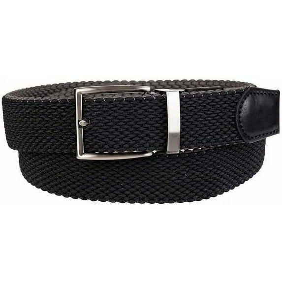 Tommy Bahama Men's Reversible Braided Stretch Belt (Black/Grey, S/M)