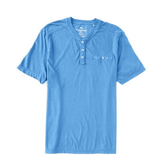 Tommy Bahama Schooner Stripe S/Sleeve Henley ST226158 Cotton Dutch Blue size Med