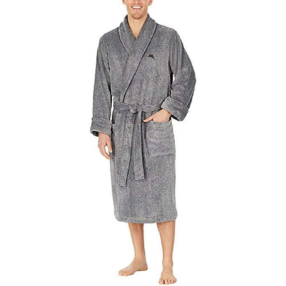 Tommy Bahama Men's Soft Plush Robe, Grey, L/XL
