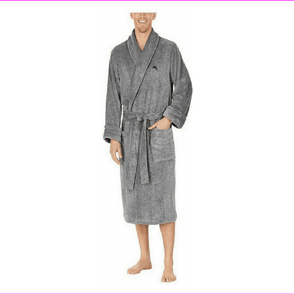 Tommy Bahama Men's Soft Plush Robe , Grey ,Size S/M