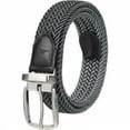 thumbnail image 1 of Tommy Bahama Men's Stretch Braided Reversible Leather Trim Belt, Black/Gray, S/M (32-36), 1 of 6