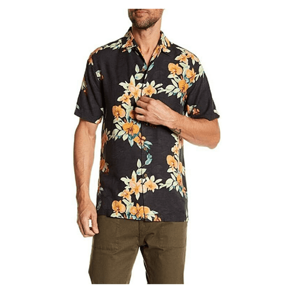 Tommy Bahama Men's T316973 Lanai Lagoon Camp Shirt Jet Black M