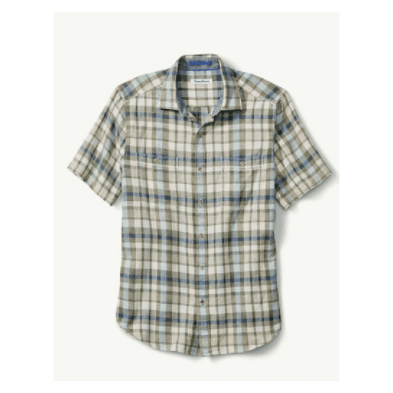Tommy Bahama Men's T321643 Sand Swept Plaid Shirt Tea Leaf