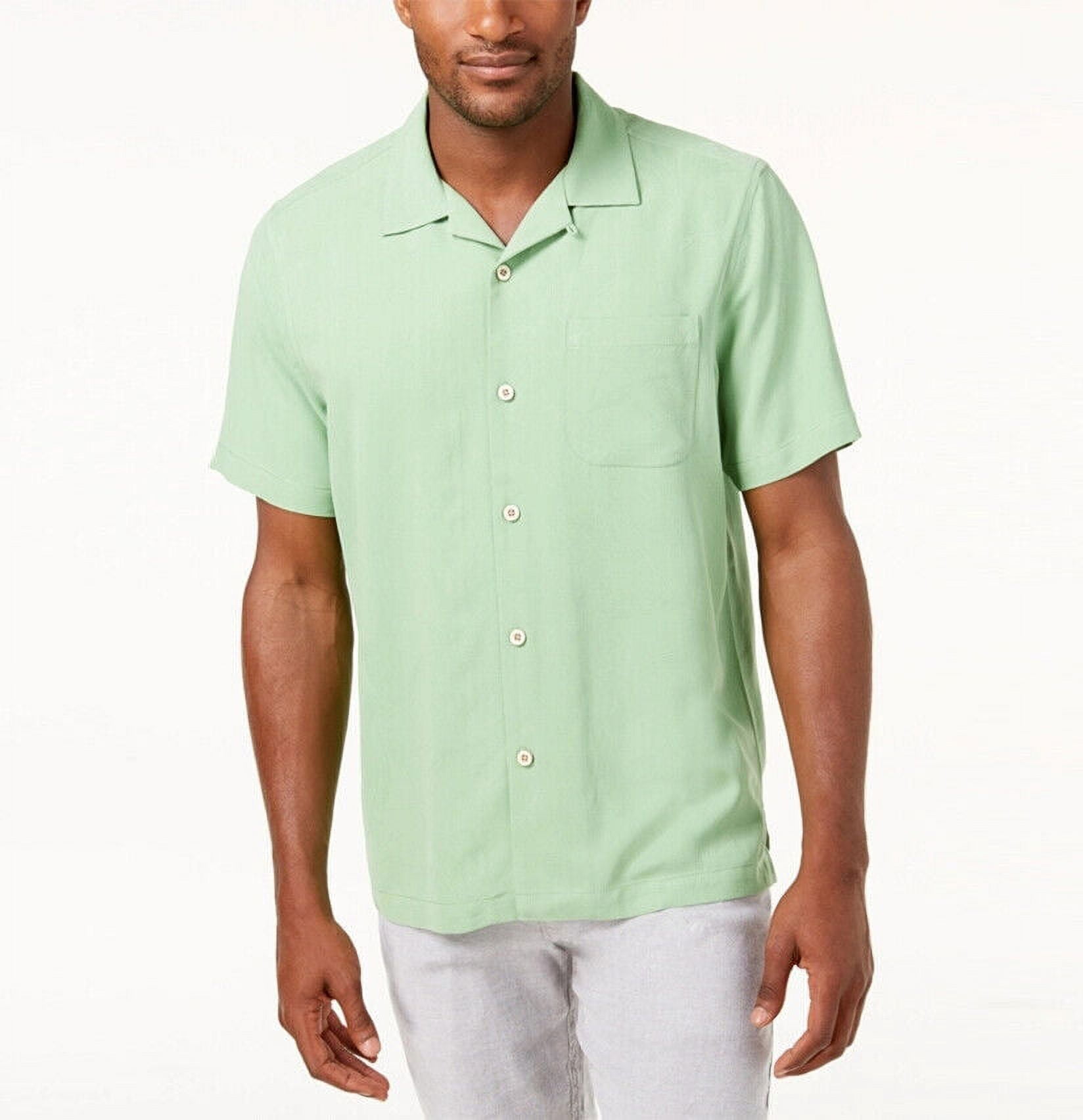 Tommy Bahama Men's Weekend Tropics Silk Shirt in Caribbean Mist Green-Small  