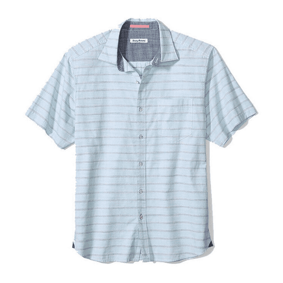 Tommy Bahama Mens Camp Shirt Desert Breeze Stripe Blue Yonder T323636 New Small