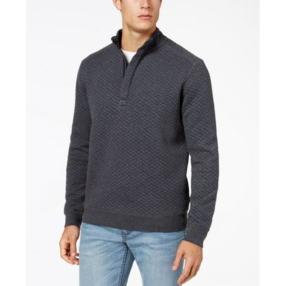 Tommy Bahama Mens Quiltessential Half Zip Pullover Charcoal Heather XL