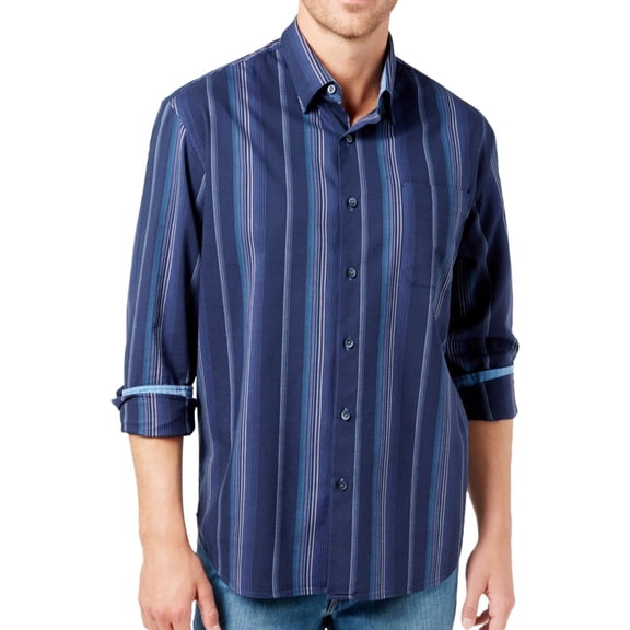 Tommy Bahama Mens Sail Over Stripe Button Up Shirt, Blue, Small