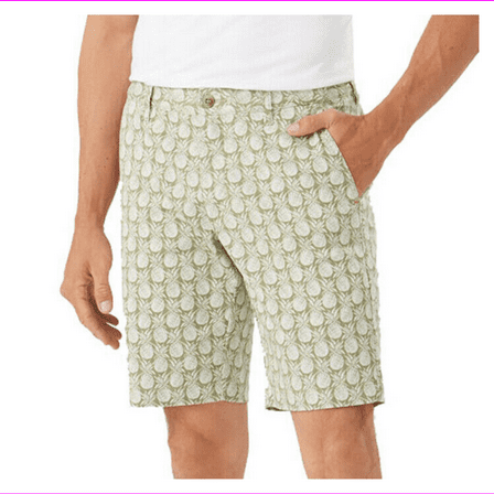 Tommy Bahama Mens Shorts Aloha Luau Khaki Green Pineapples Stretch, Size 36