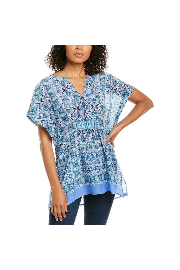 Nassau Silk-blend Kaftan Blouse, Island Navy, S