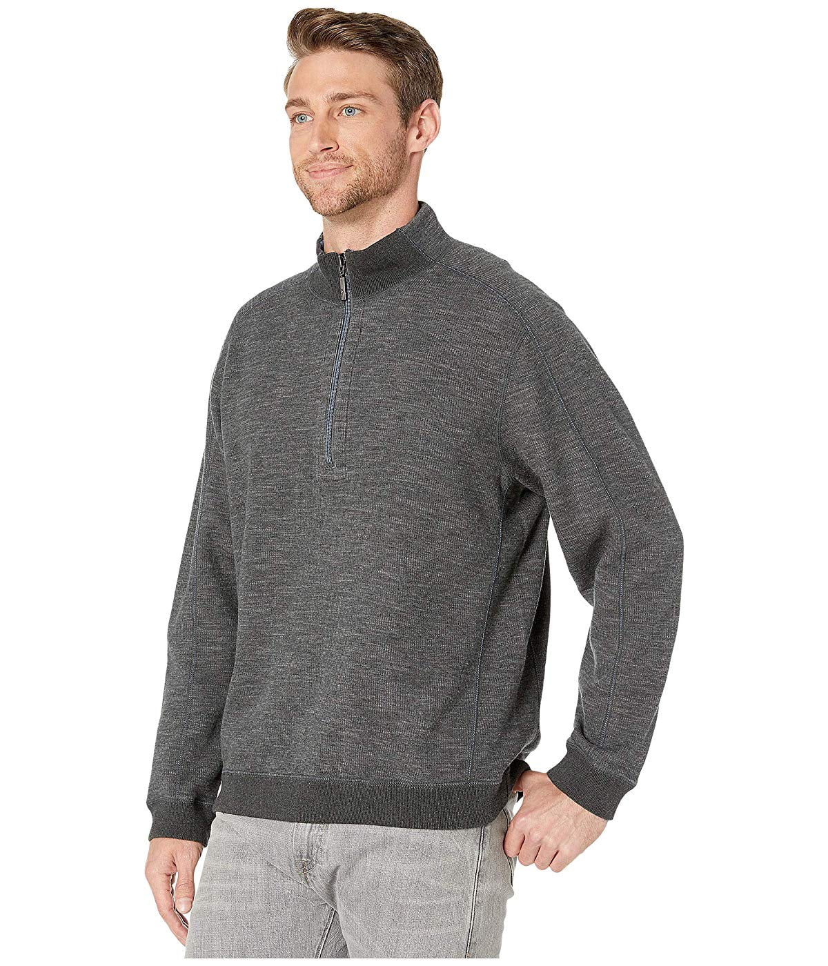 Tommy Bahama Cloud Peak 1/2 Zip in Ash Grey - Regulars main image 1