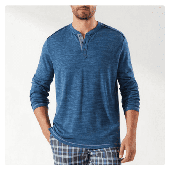 Tommy Bahama Oahu Shores Henley Tee Bering Blue,S