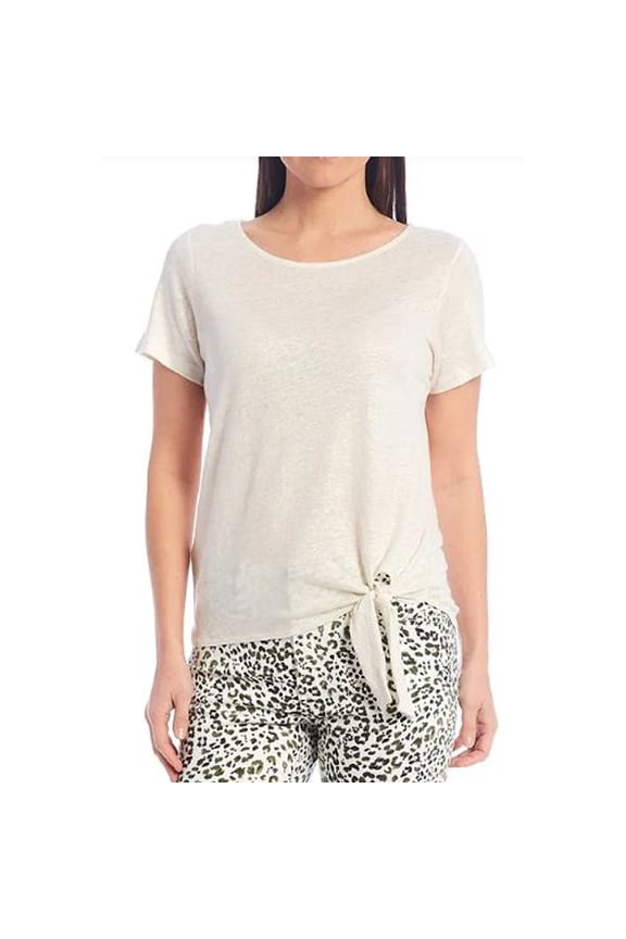 PLinnea Foil Linen Tie Top, Coconut, S