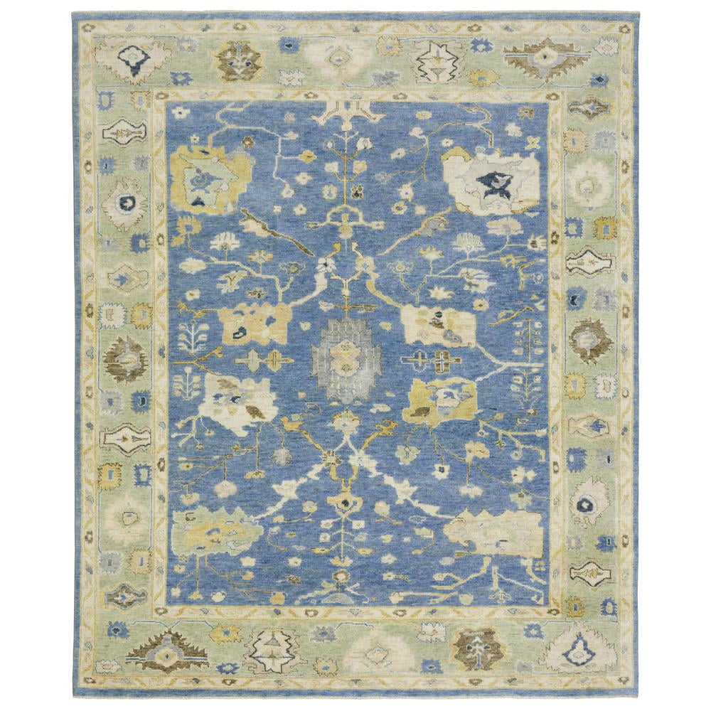 Palace Blue and Beige Wool 6' x 9' Oriental Rug