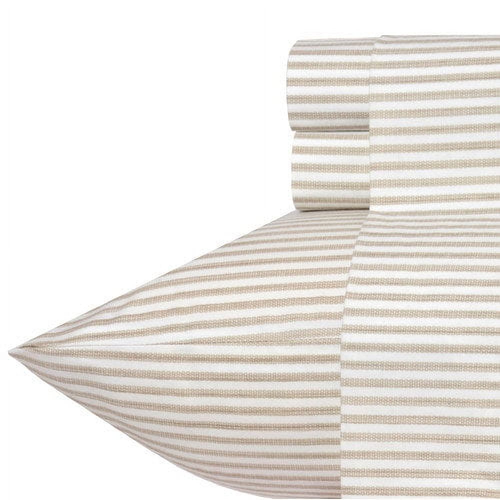 Gray Striped Cotton Percale Queen Sheet Set