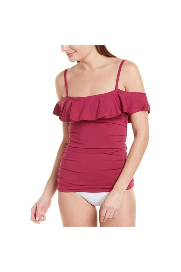 Pearl Flounced Tankini Top, Cabernet Crush, Small