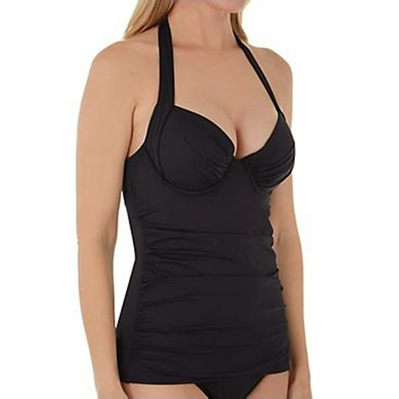 Tommy Bahama Pearl Solids Underwire Tankini Top, Black, Medium C-Cup